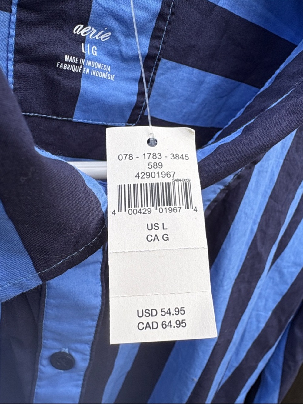 NWT Aerie Anytime Fave oversized Button Down Striped Top Size Large - Picture 5 of 11